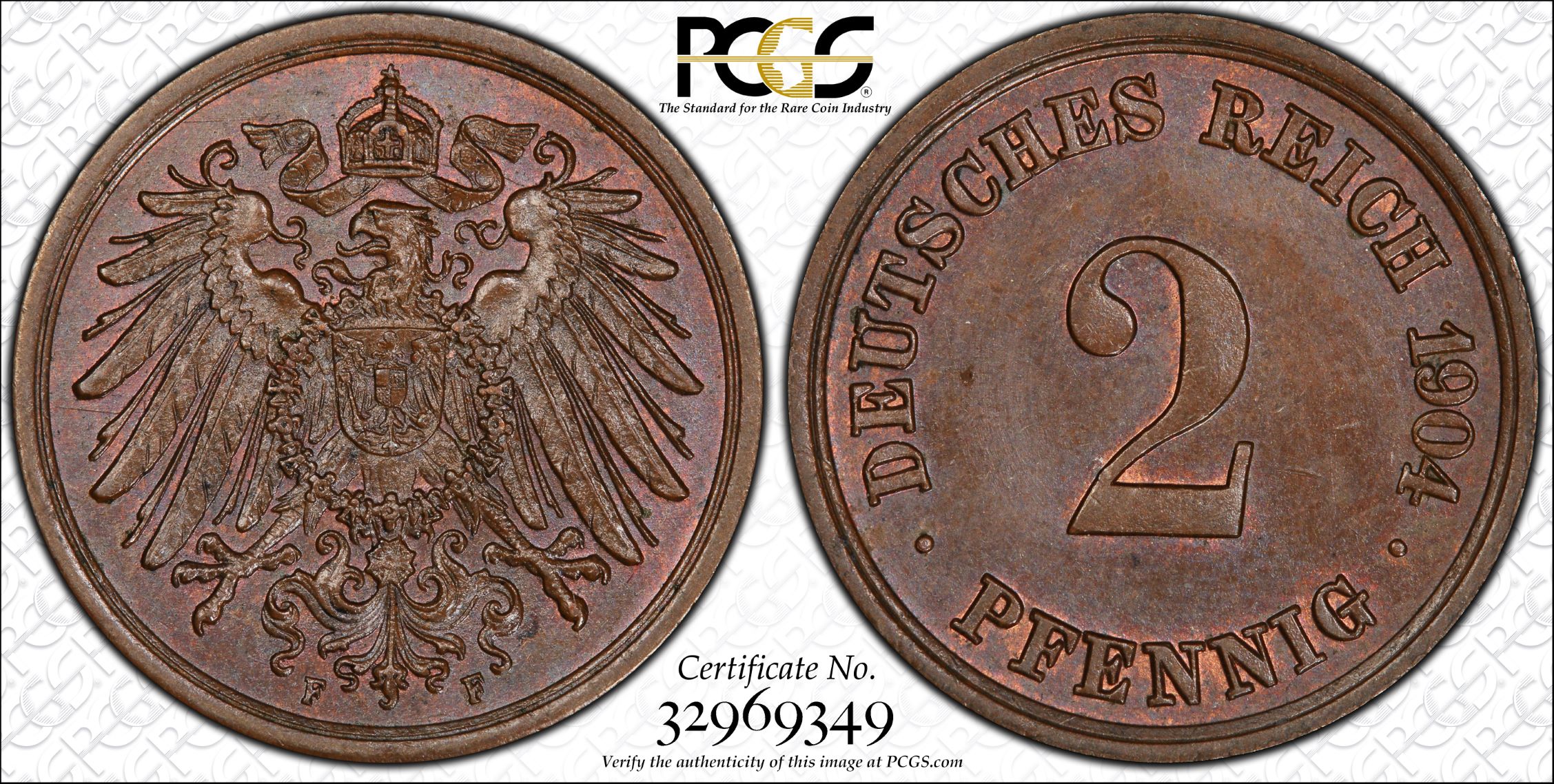 GERMANY 2 PFENNIG, LARGE EAGLE (1904-1916)