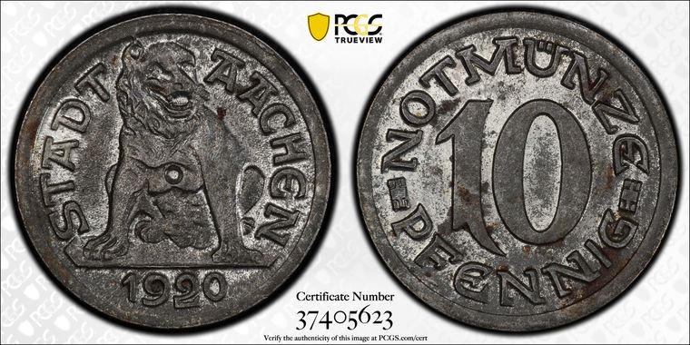 Aachen 1920 10 Pfennigs
