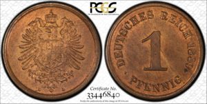 GERMANY 1 PFENNIG, SMALL EAGLE (1873-1889)